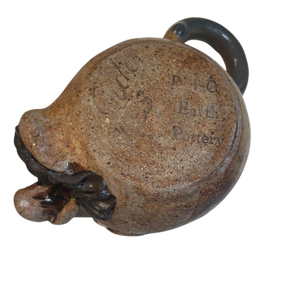 Vintage Ugly Face Stoneware Mug Rustic Earth Pottery Mustache Funny Artsy - Picture 7 of 8